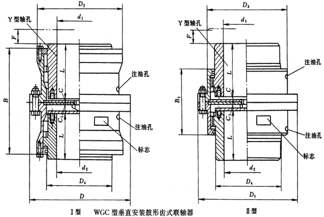 WGC型垂直安裝鼓形齒式聯軸器(qì)外形及安裝尺寸(JB/T7002-93)