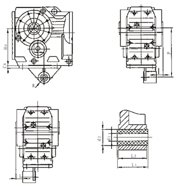 XKAD37……系列螺旋傘齒輪減速機安裝尺寸